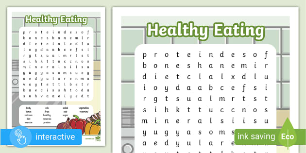Healthy eating word search healthy choices teacher made