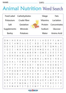 Printable nutrition word search
