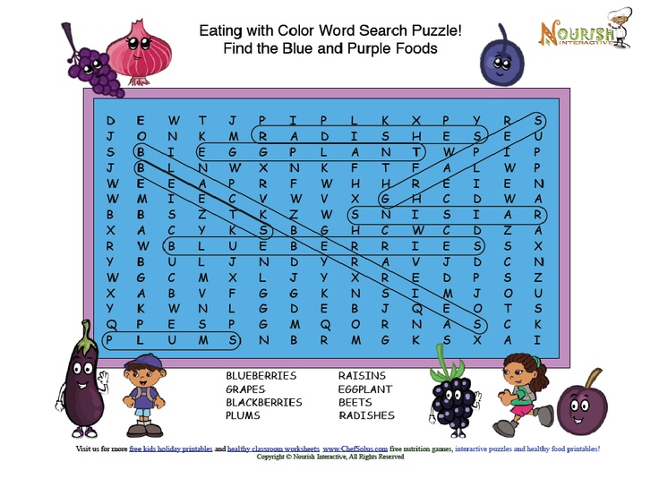 Eating with color word search puzzle