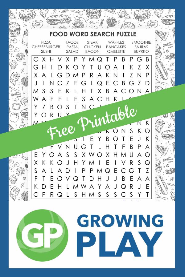 Food word search printable