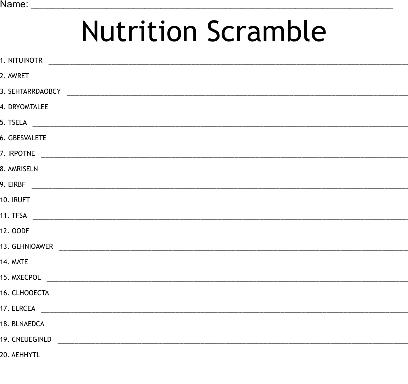 Nutrition scramble