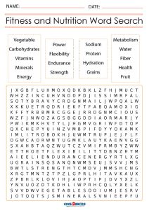 Printable nutrition word search