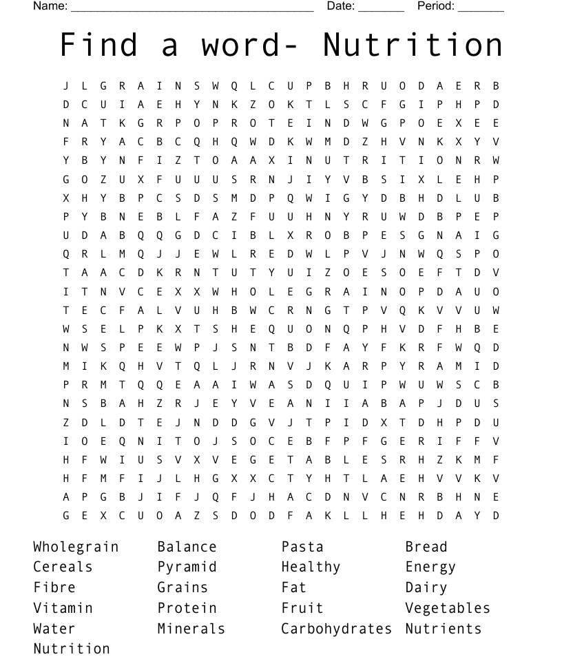 Nutrition scramble