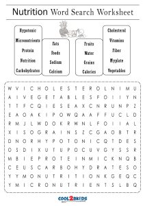 Printable nutrition word search
