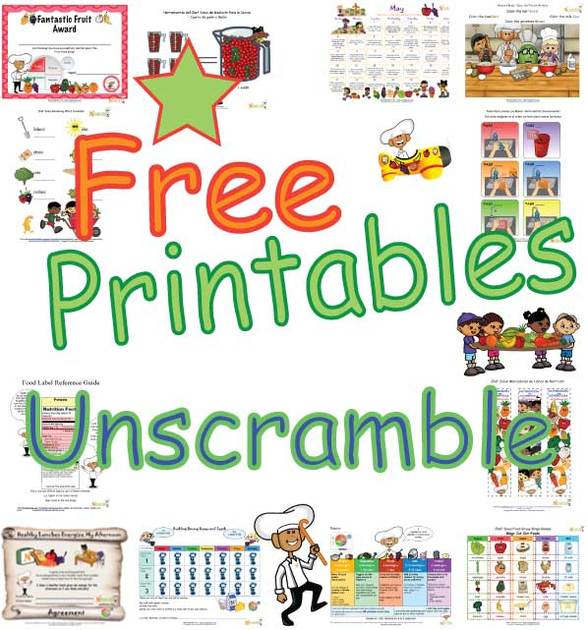 Free kids nutrition word unscramble puzzles