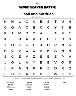 Food and nutritn word search