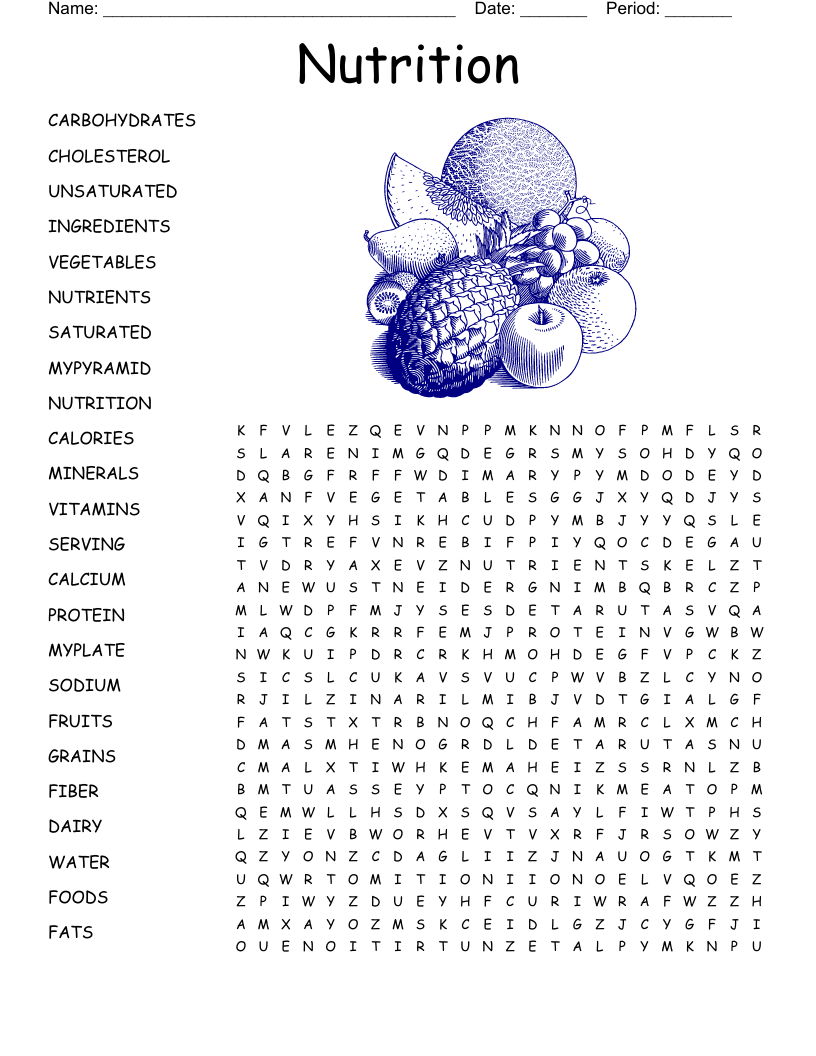 Nutrition word search