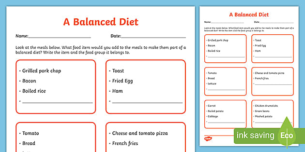 Balanced diet activity