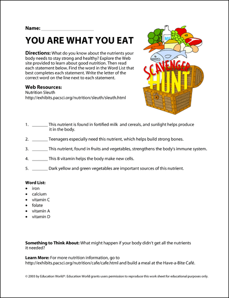You are what you eat education world