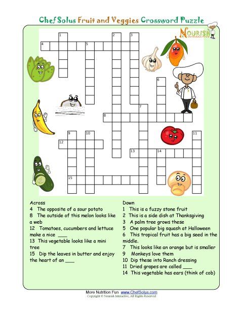 Printable nutrition crossword puzzle