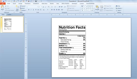 How to make a nutrition facts label on microsoft word