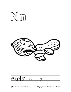 Letter n coloring book