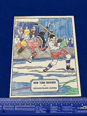 Vintage s new york rangers chicago blackhawks hockey coloring sheet nhl