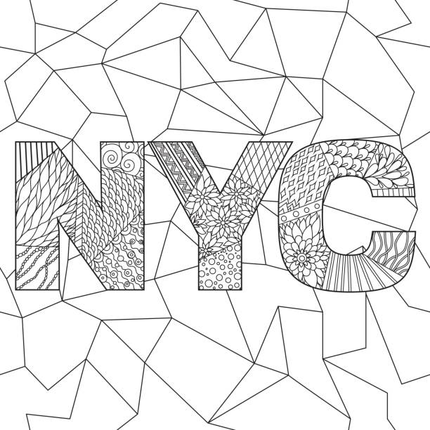 Nyc coloring pages for adults stock illustration