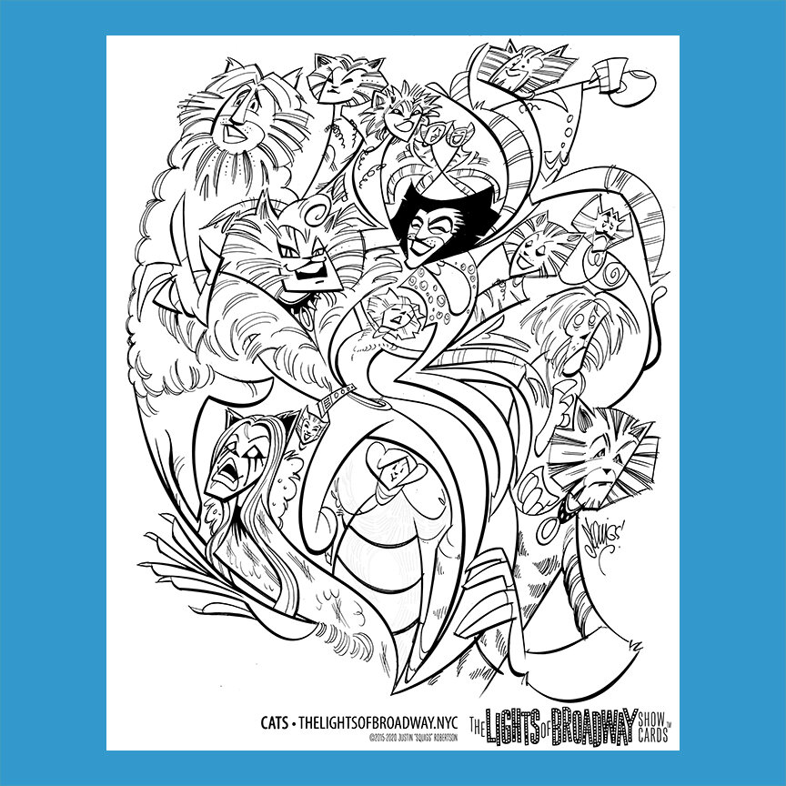 Coloring page cats â the lights of broadway show cardsâ