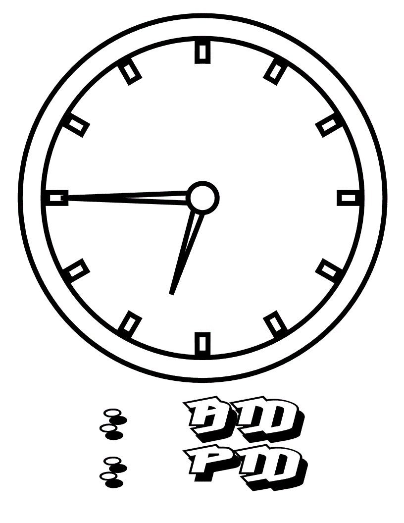 Free printable clock coloring pages for kids