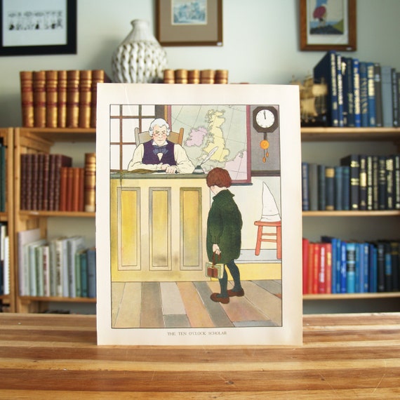 The ten oclock scholar x inch antique color print from childrens book the real mother goose free us shipping