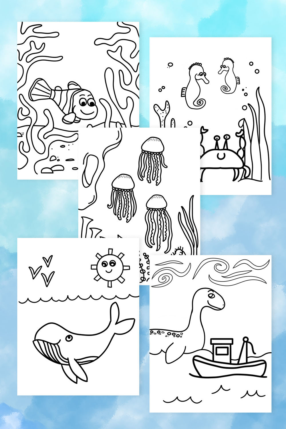 Cute printable ocean coloring pages for kids