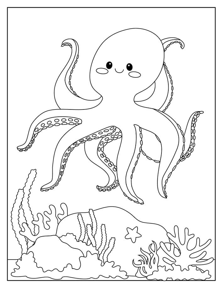 Adorable octopus coloring page