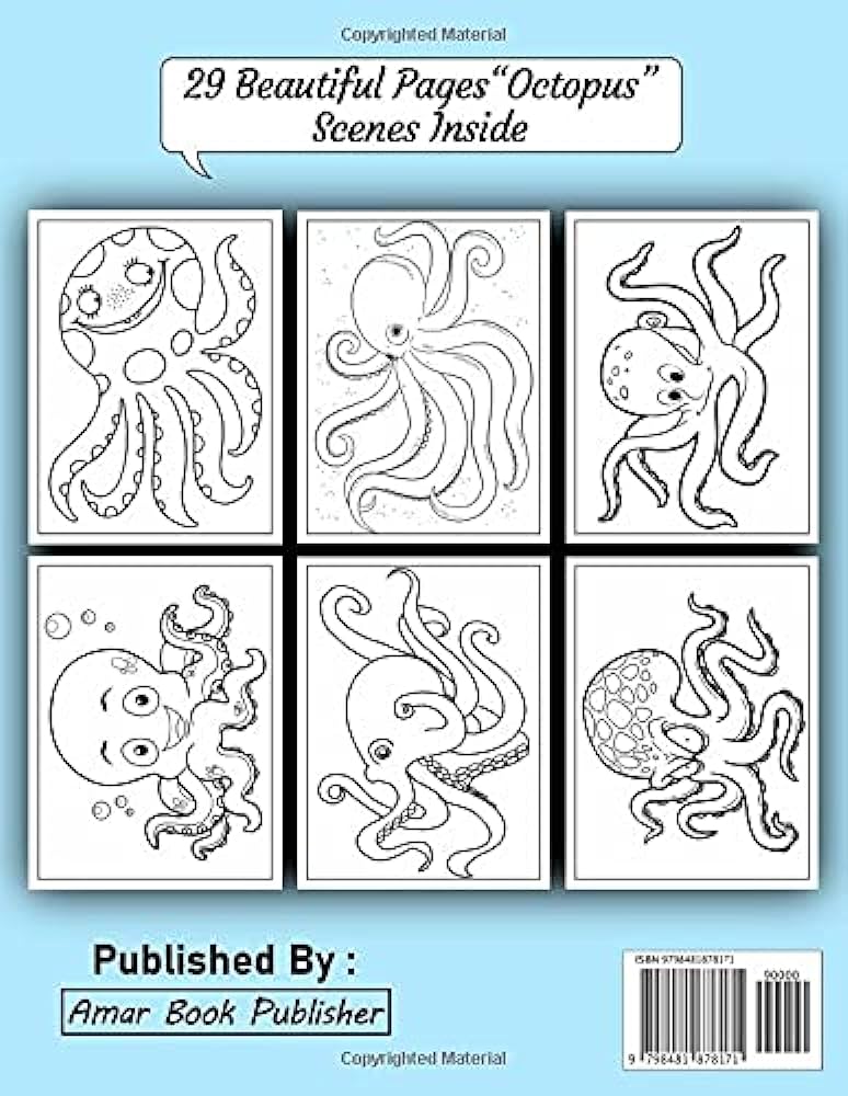 Octopus coloring book for kids a beautiful collection of octopus drawing images to color make the perfect gift for boys girls toddlers with ages