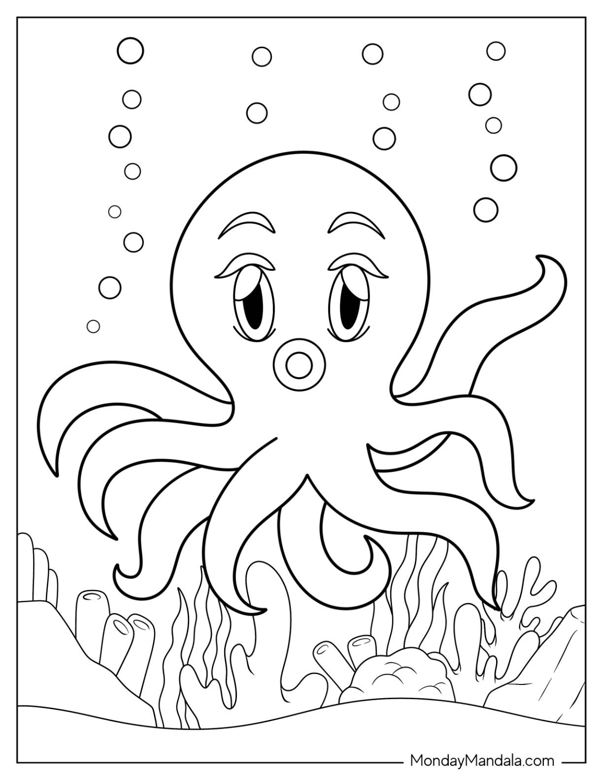 Octopus coloring pages free pdf printables
