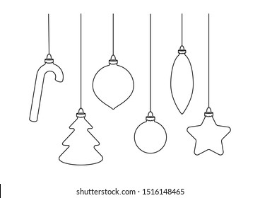 Christmas ornaments coloring page template stock illustration
