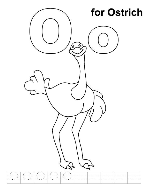 O for ostrich coloring page with handwriting practice download free o for ostrich colorinâ kids handwriting practice handwriting analysis handwriting practice