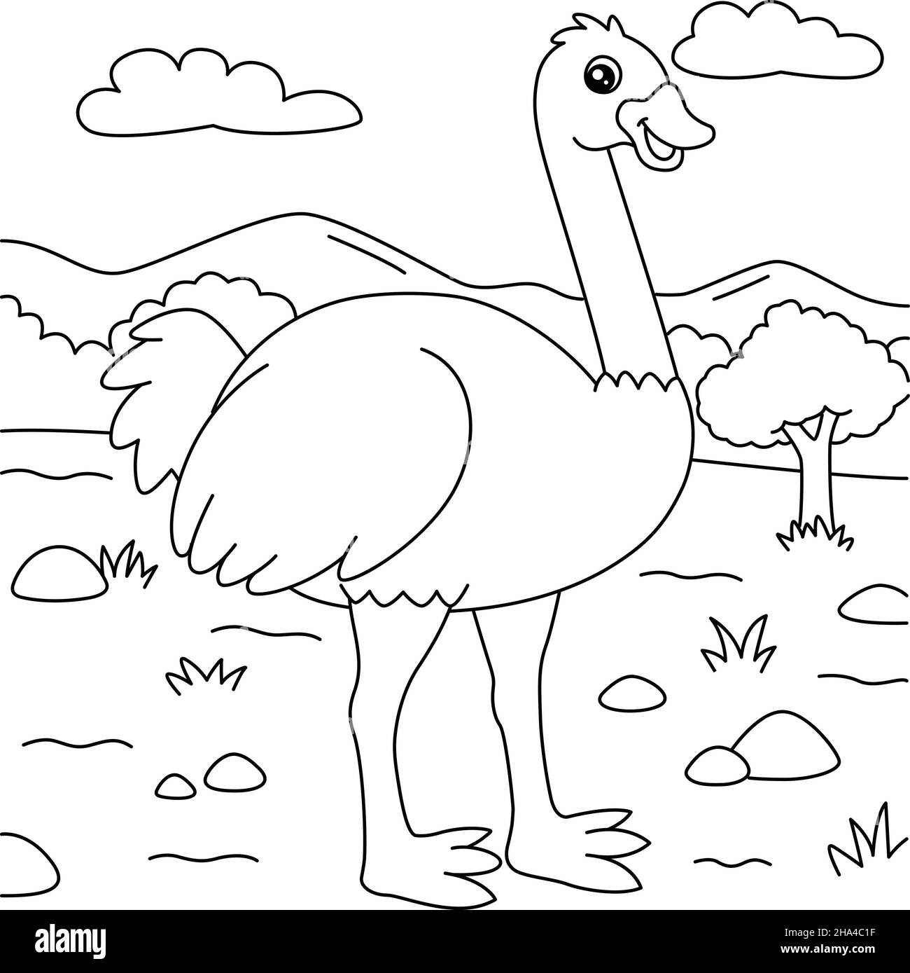 Ostrich with kids cut out stock images pictures