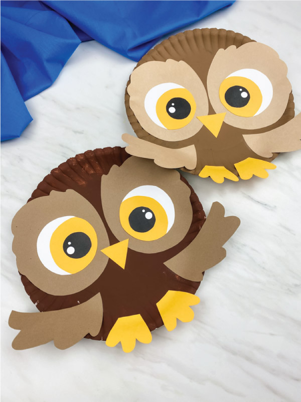 Paper plate owl craft for kids free template