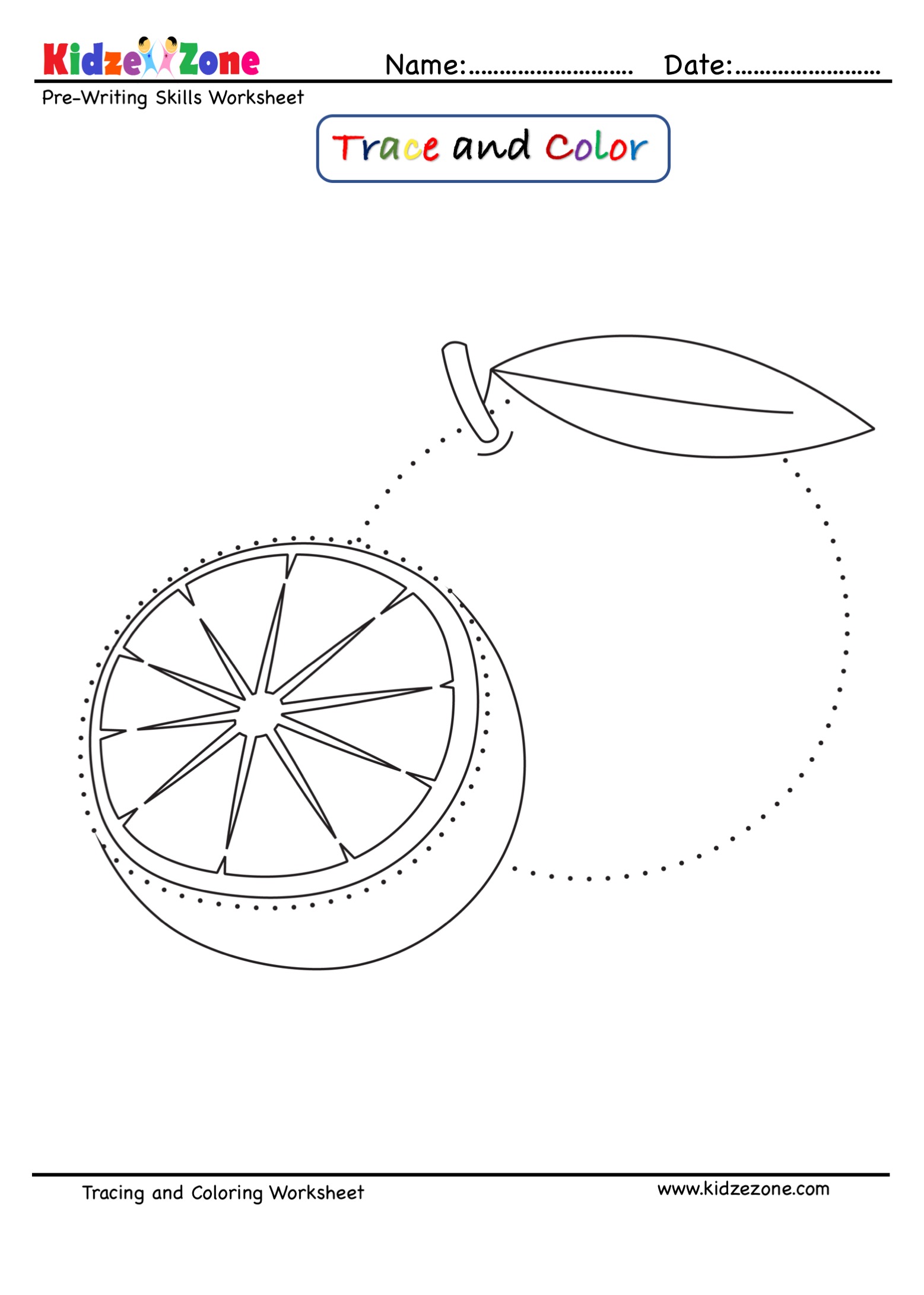 Orange tracing and coloring worksheet