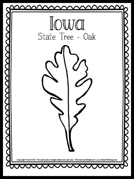 Iowa state tree coloring page oak free printable â the art kit