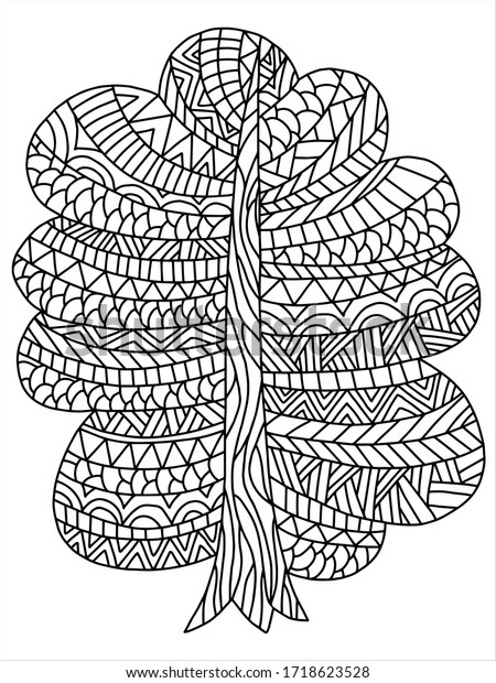 Oak tree coloring book page detailed stock vector royalty free