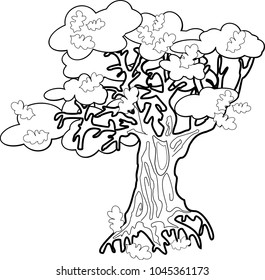 Old oak tree coloring page stock vector royalty free