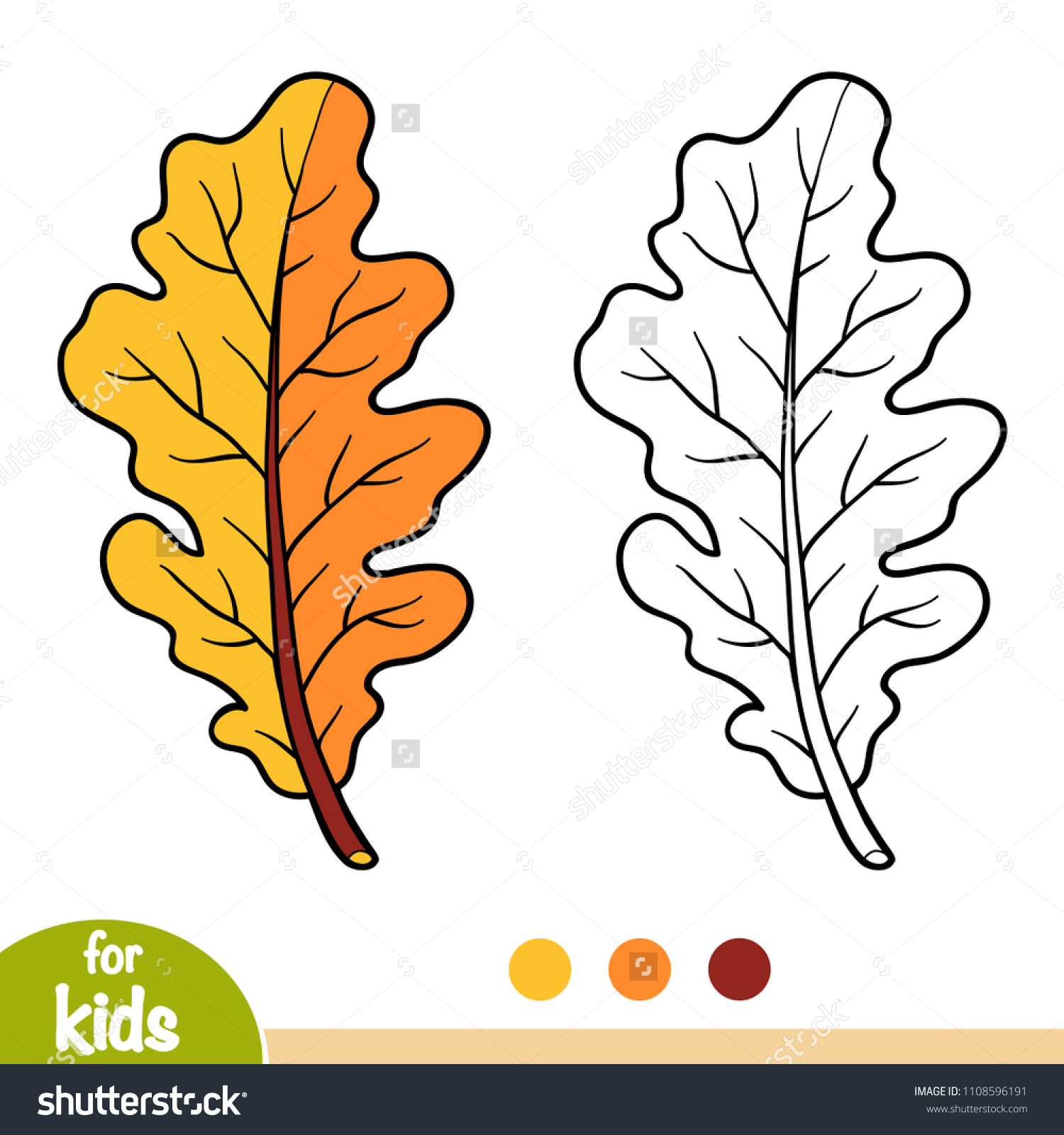 Coloring book children oak leaf stock vector royalty free