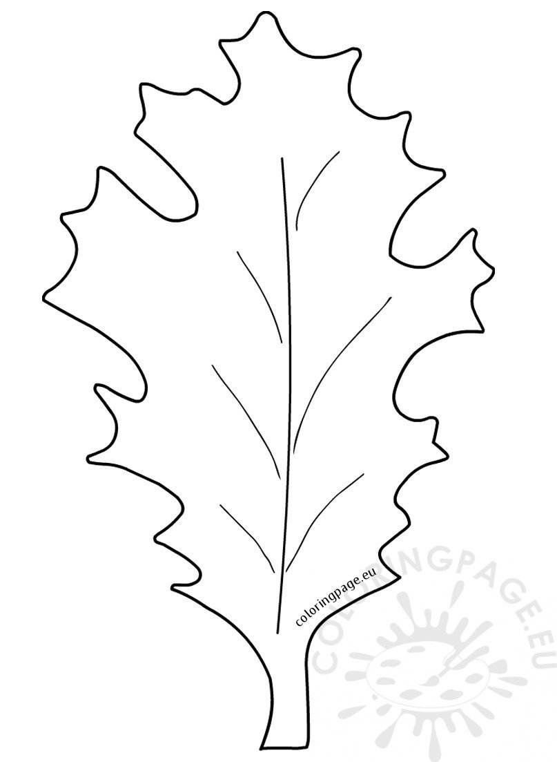 Large oak leaf autumn oak leaves coloring page