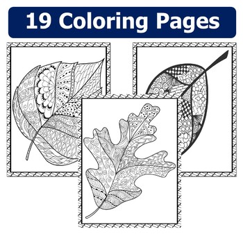 Leaf autumn zentangle coloring pages fall coloring sheets oak leaf maple leaf