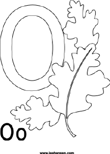 Alphabet coloring page letter o for oakleaf printable sheet