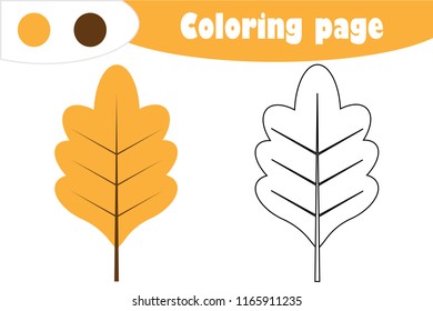 Oak leaf cartoon style autumn coloring stock vector royalty free