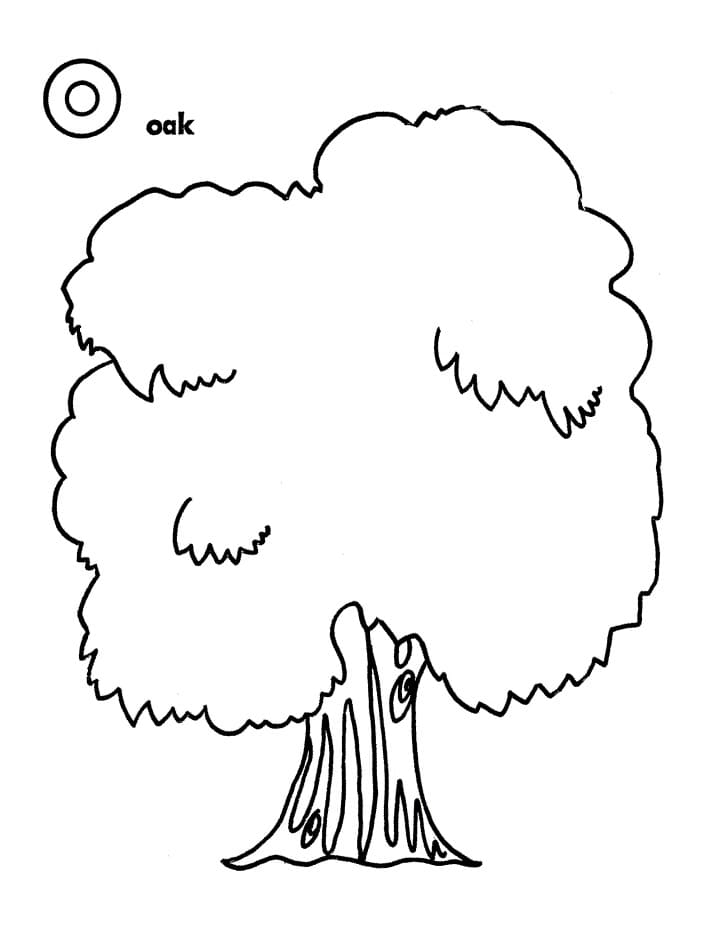 Print oak tree coloring page