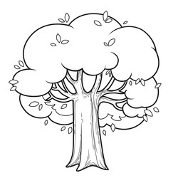 Oak tree coloring page vector images over