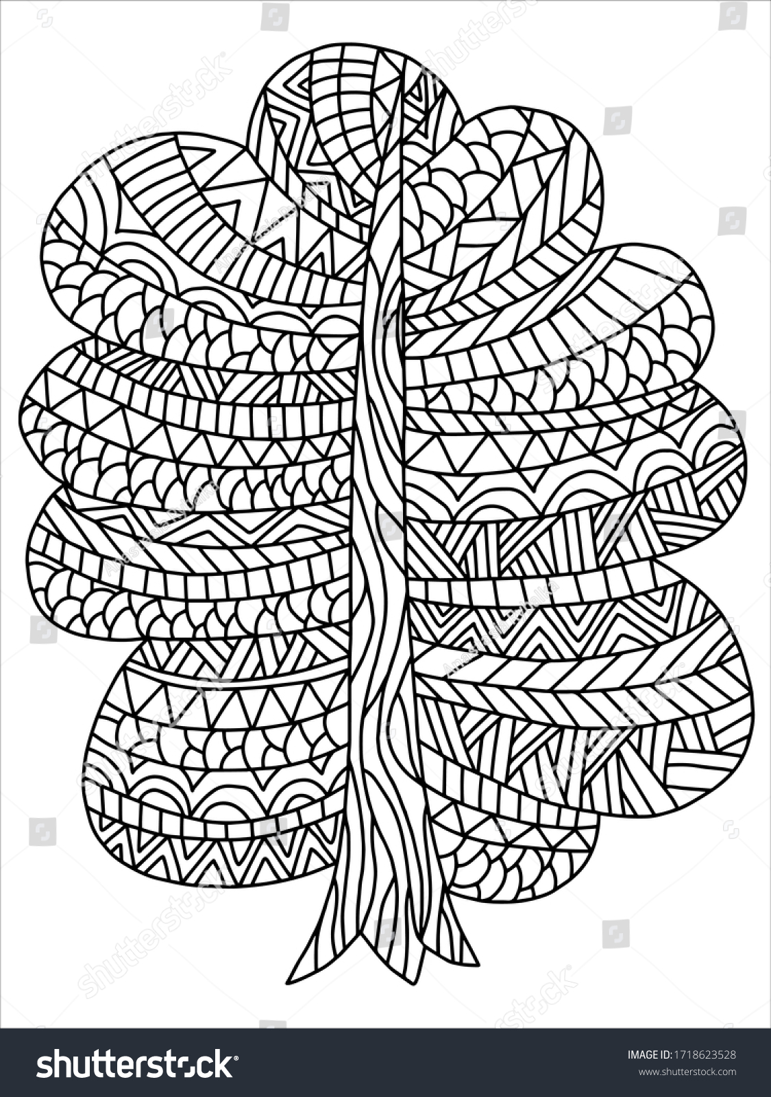 Oak tree coloring book page detailed stock vector royalty free