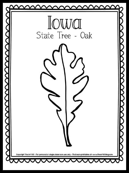 Iowa state tree coloring page oak free printable â the art kit