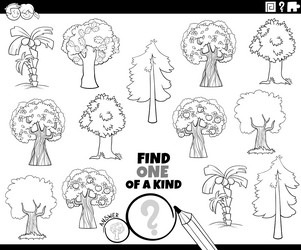 Oak tree coloring page vector images over