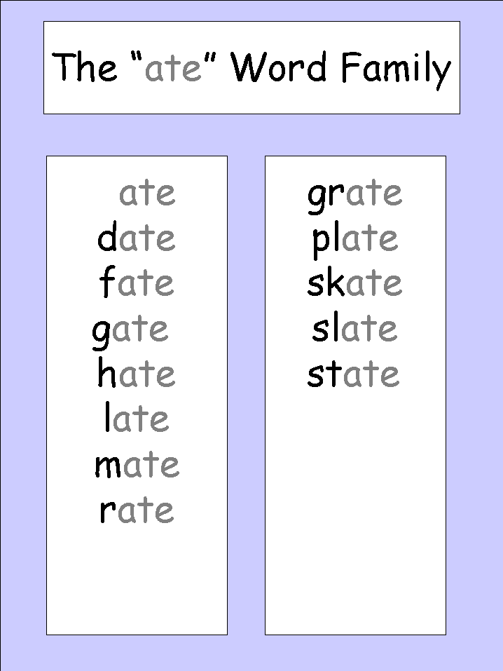 Free printable word family worksheets