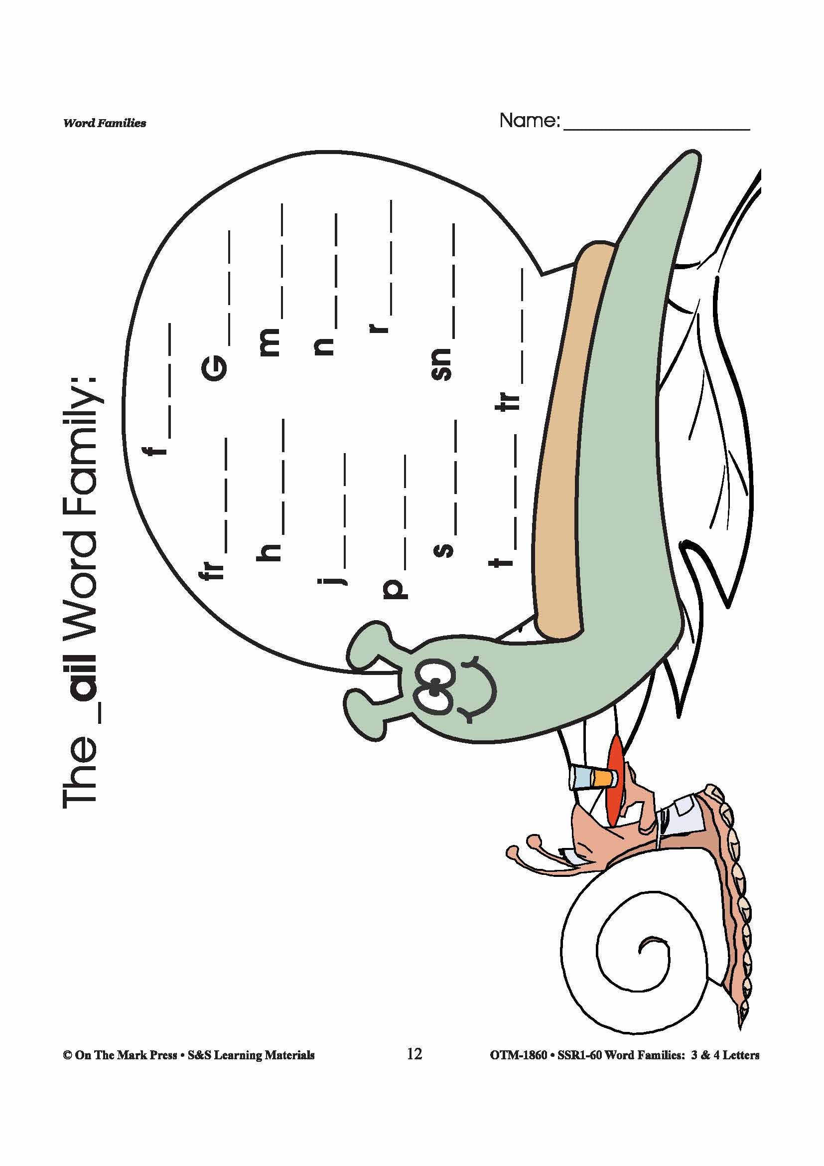 The ail word family worksheets grades