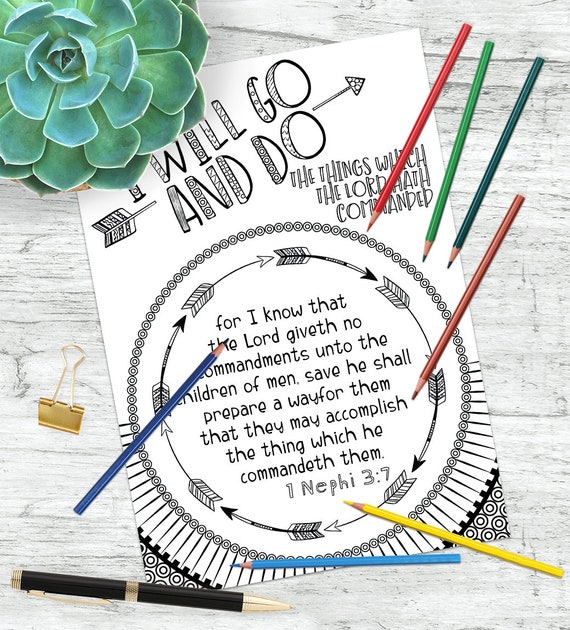 Lds coloring page book of mormon obedience nephi instant download