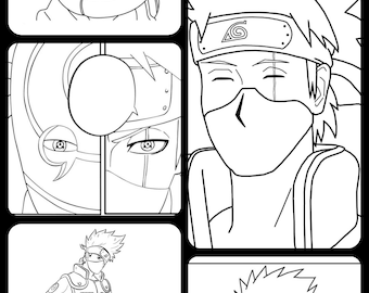 Kakashi coloring pages printable sketch outline lineart to color anime coloring printable naruto