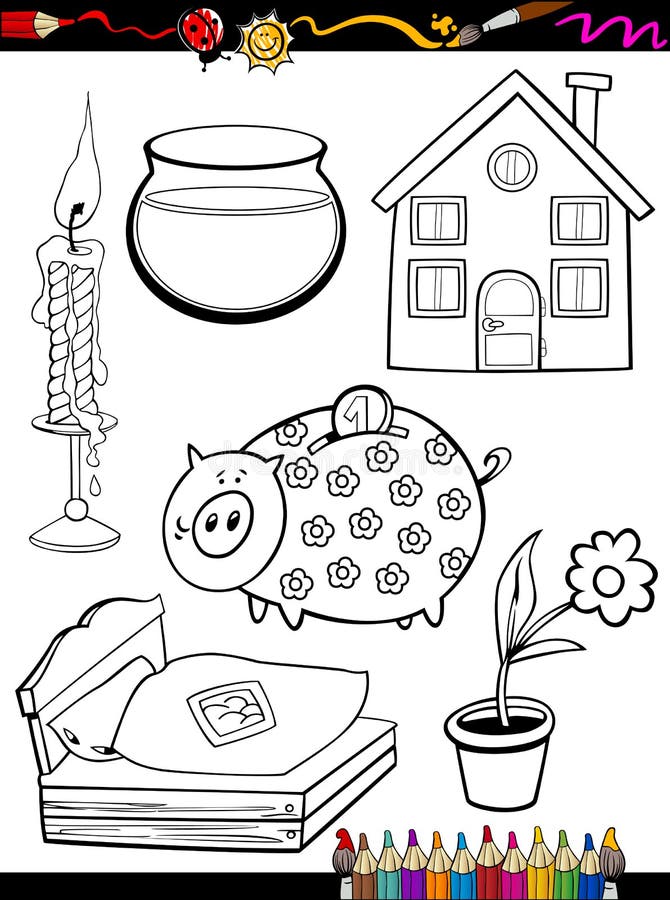 Cartoon home objects coloring page stock illustrations â cartoon home objects coloring page stock illustrations vectors clipart