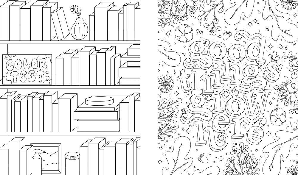 Good things grow here an adult coloring book with inspirational quotes and removable wall art prints gray elizabeth blue star press books