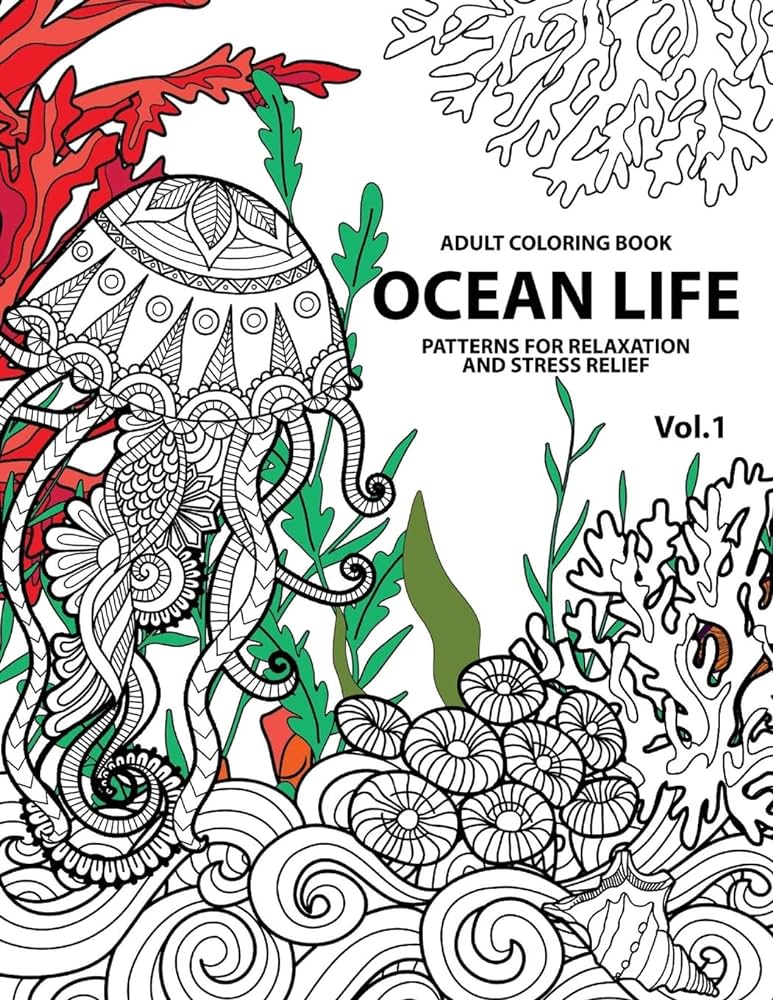 Ocean life ocean coloring books for adults a blue dream adult coloring book designs sharks penguins crabs whales dolphins and much more adult coloring books adult coloring books for stress